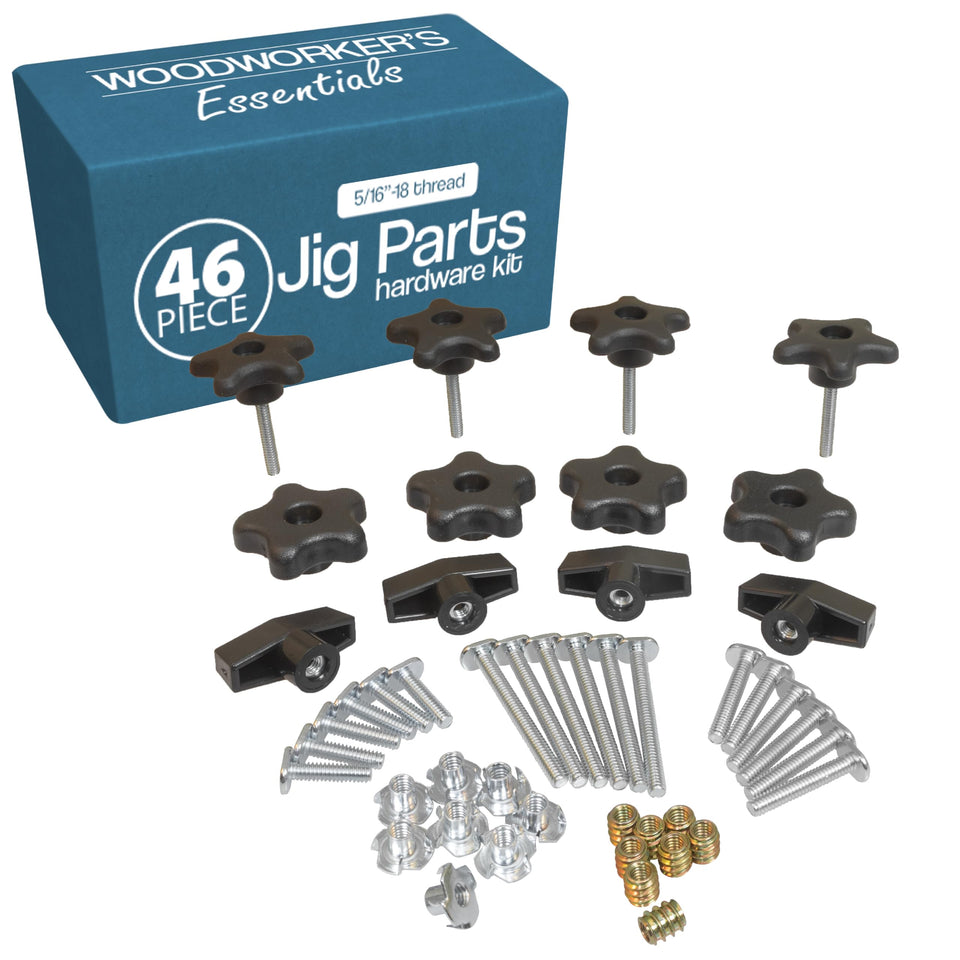 Fulton Woodworking Tools 46-piece T Track kit in-use on a jig for precise adjustments.