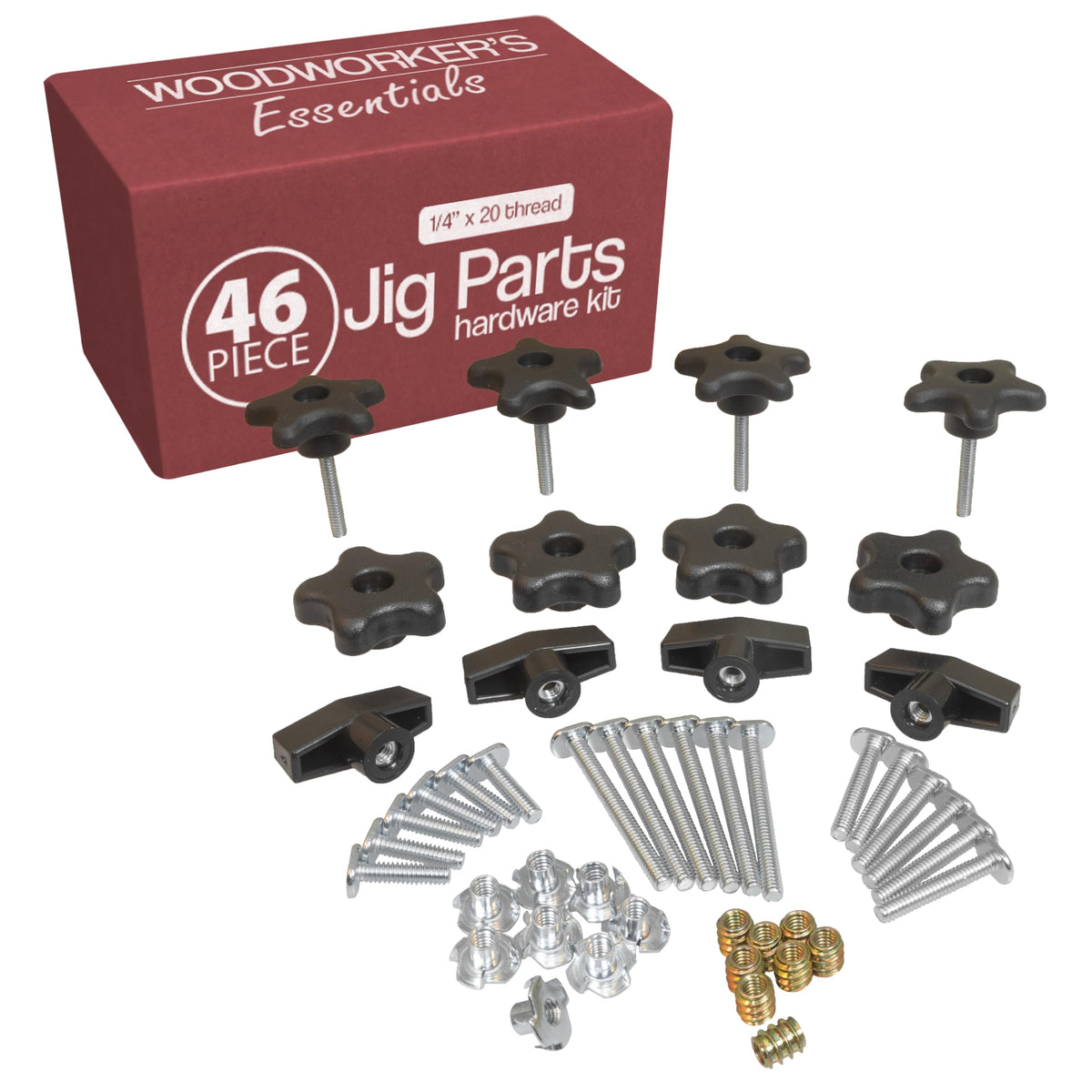 Fulton Woodworking Tools kit box with t-track bolts enables fast setup.