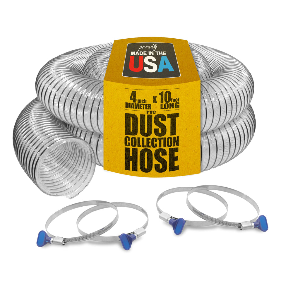 Fulton Woodworking Tools PVC dust hose clear 4-inch view for debris and clogs