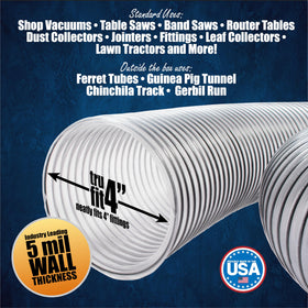 Fulton Woodworking Tools clear PVC dust hose shows obstructions clearly for maintenance