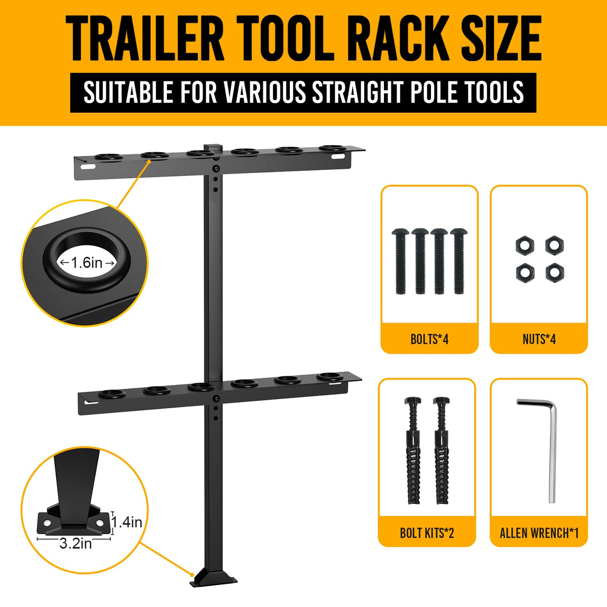 Fumingpal rack uses rubber grommets to protect tool handles during transport.