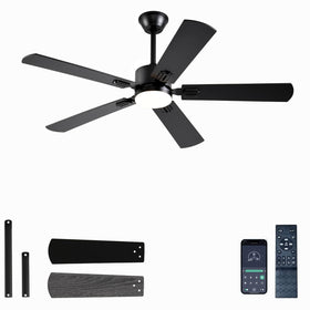 FUMLTP 52-inch ceiling fan with light in black for year‑round comfort