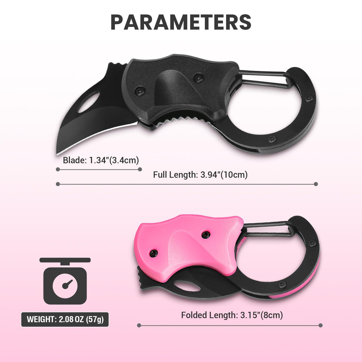 Funbro lightweight knife at 2 oz fits in pockets for travel.