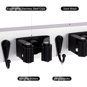 FunCee durable stainless steel hooks keep long-handled tools secure.