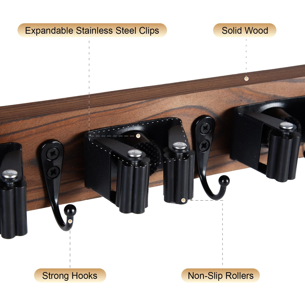 FunCee laundry room organization keeps mops and brooms off the floor