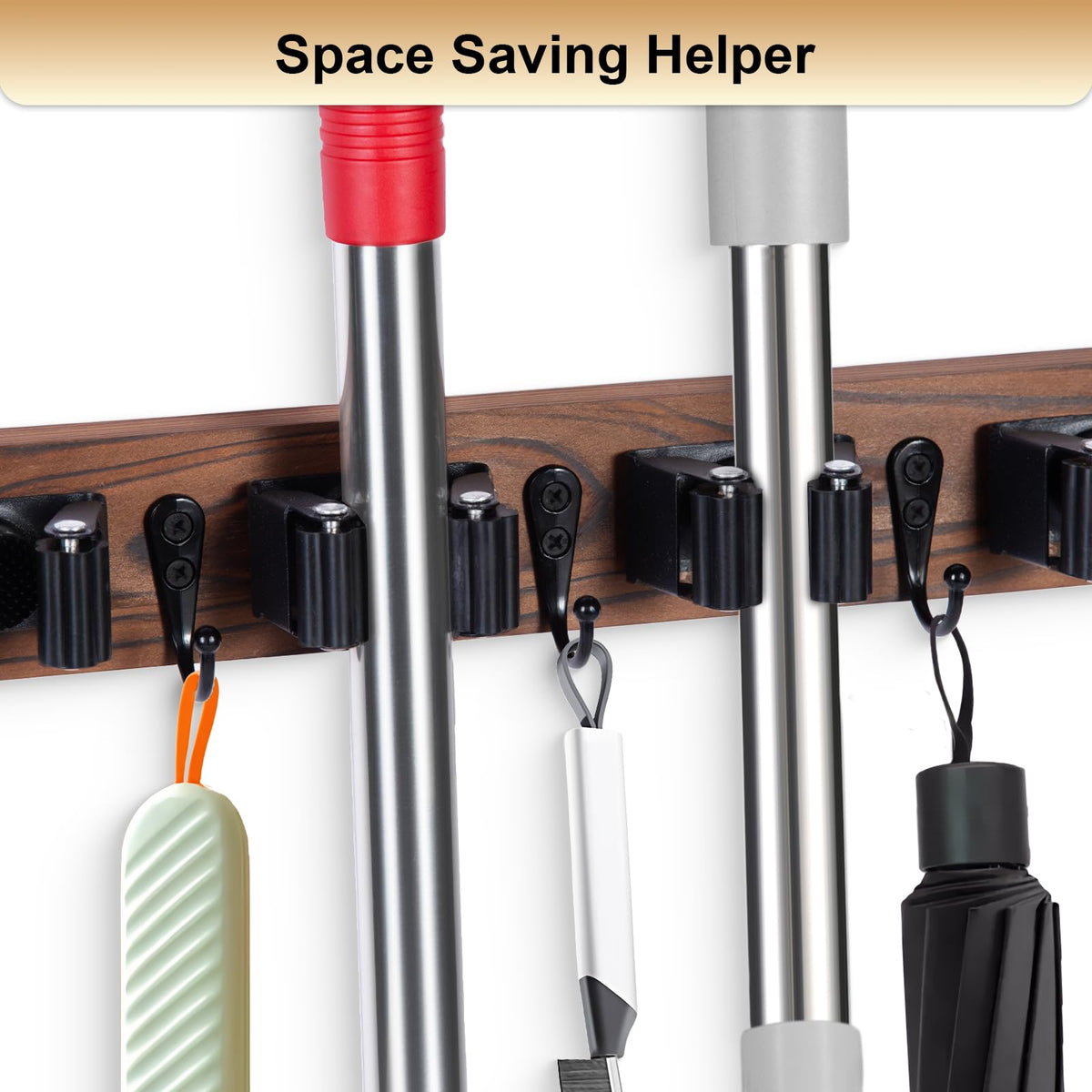 FunCee wall organizer with metal hooks demonstrates space-saving design in a garage