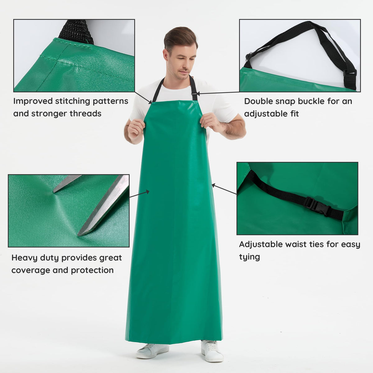 Durable PVC material of FunChaos apron withstands demanding work environments