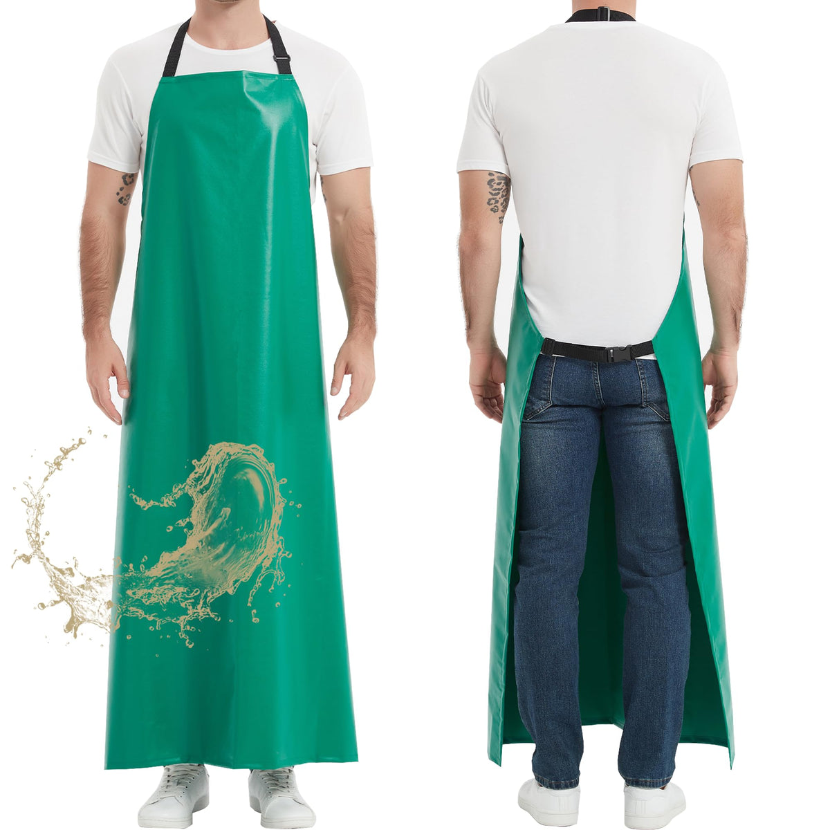 FunChaos thicker rubber apron with full coverage shields clothing during heavy messes