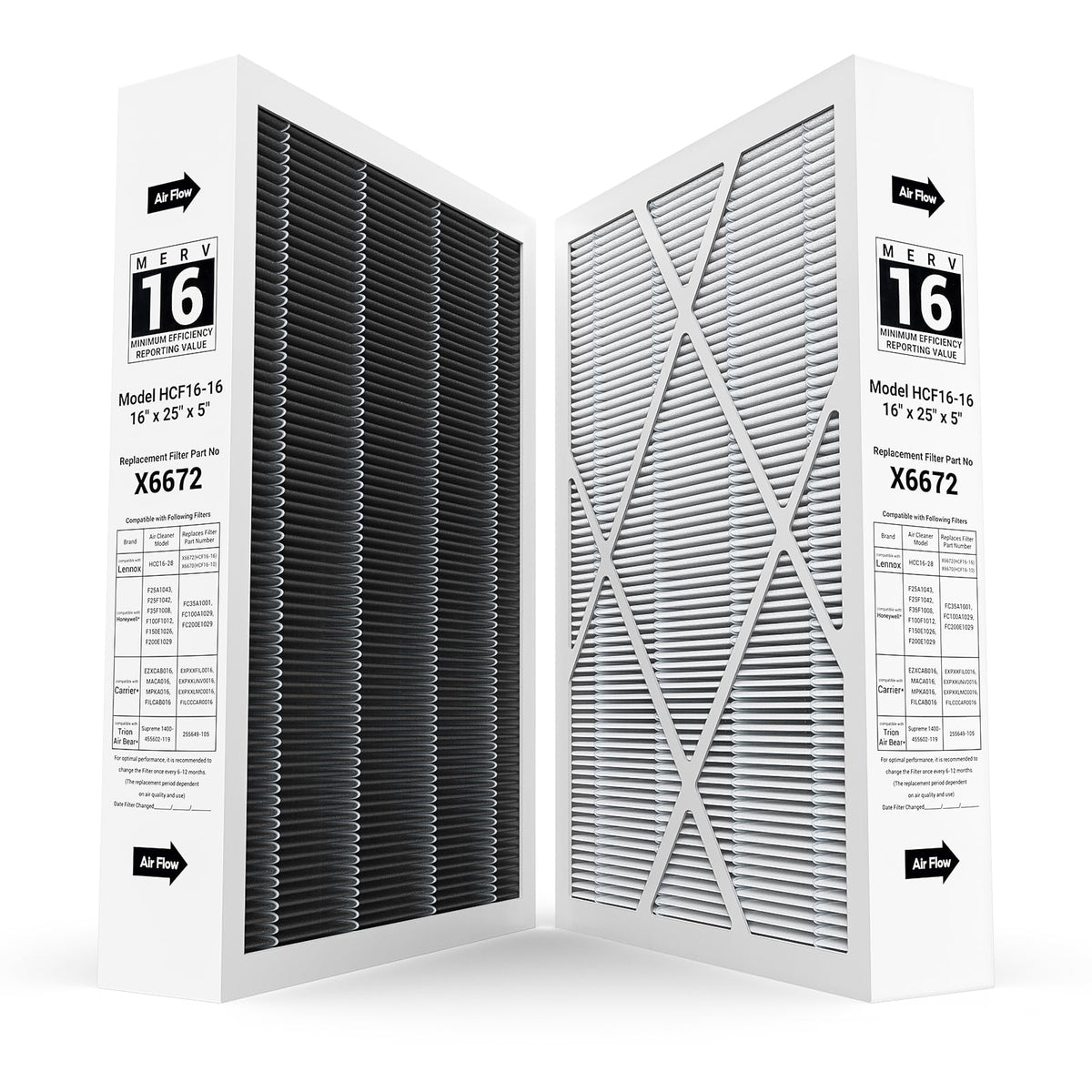 FunGeneTEC X6672 filter compatible with Lennox HCC16-28 for improved indoor air quality
