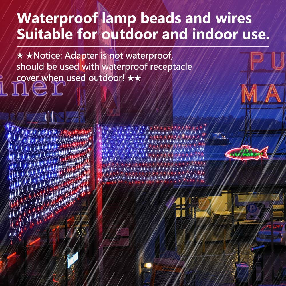 Funiao IP44 waterproof flag lights ideal for year-round outdoor use.