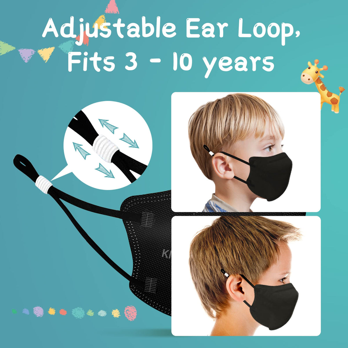 Funight Kids KN95 adjustable buckle for secure, comfortable fit.