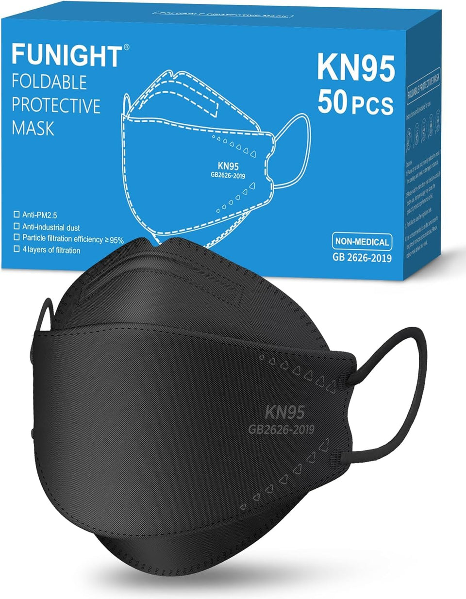 Funight KN95 mask front view highlighting ergonomic 3D design for comfortable wear