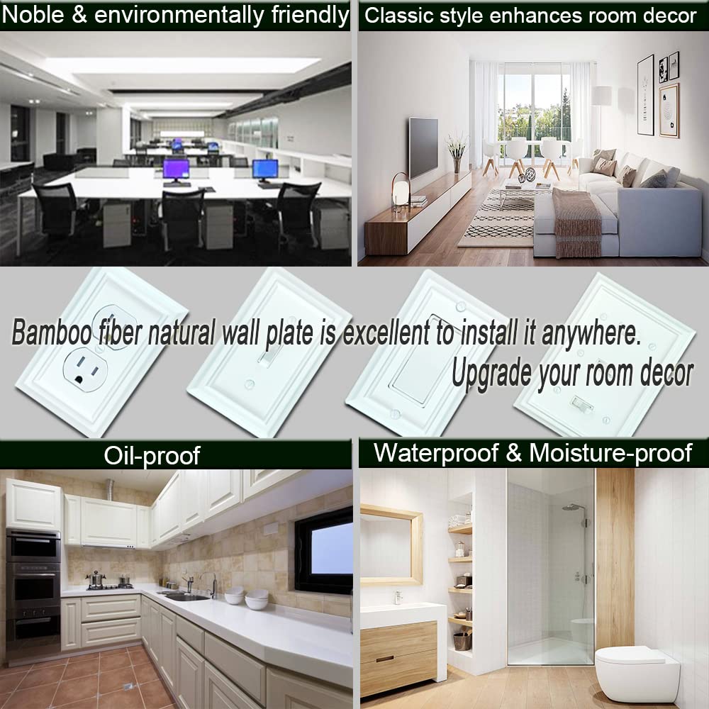 Funkiim white wall plate with easy-clean, dust-resistant gloss