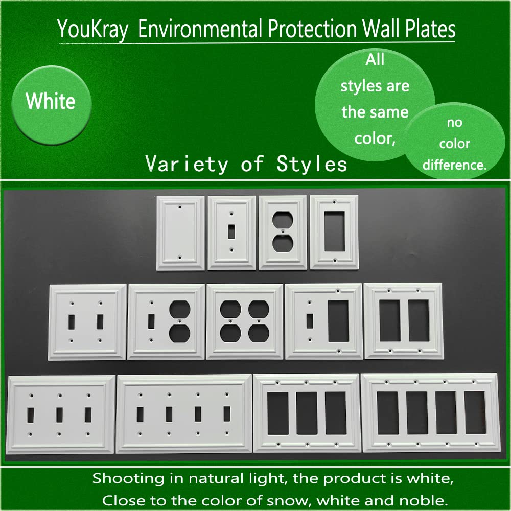 Funkiim packaging includes four wall plates, eight screws, and a screwdriver