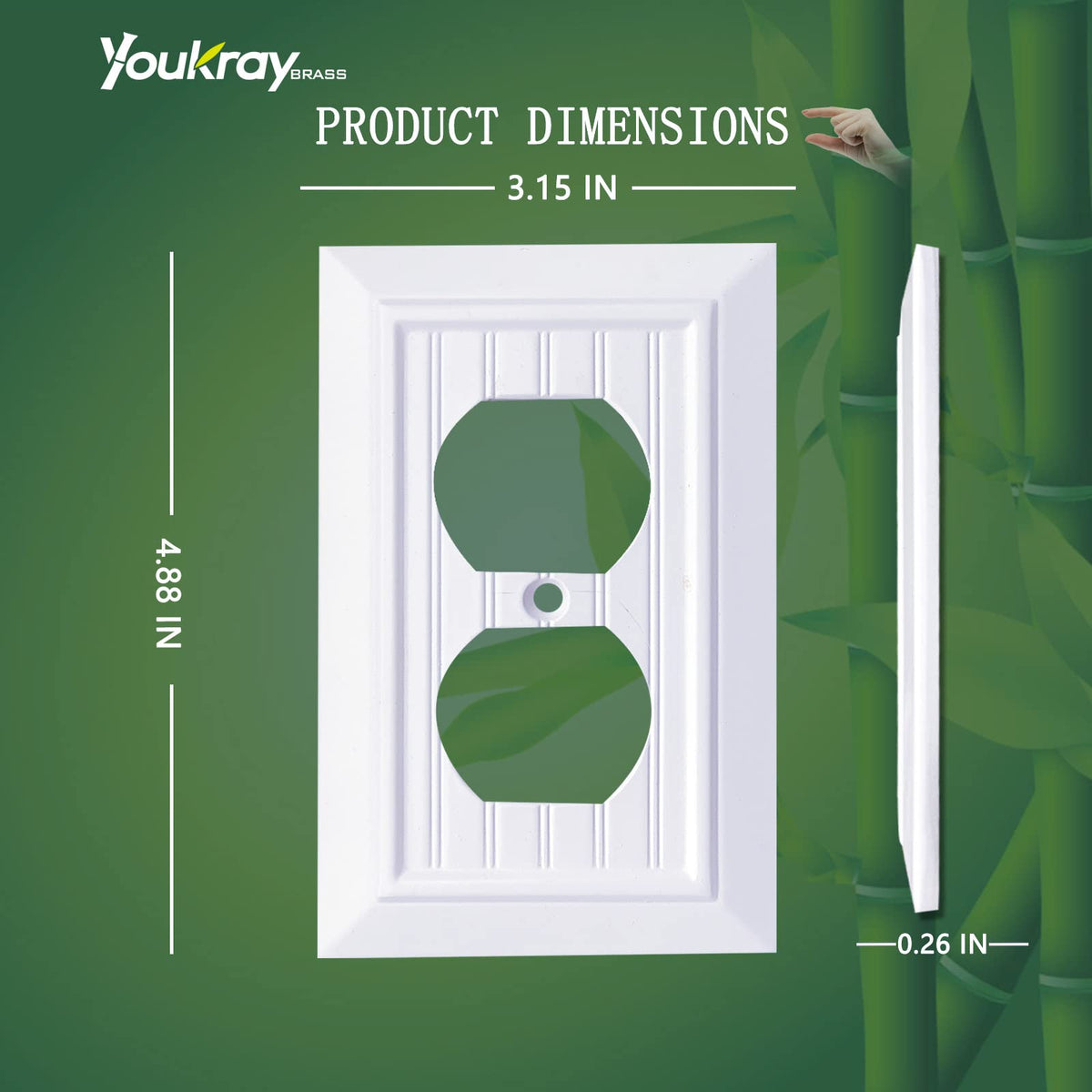 Funkiim Pure White beadboard wall plate duplex 4-pack for versatile outlet coverage