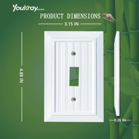 Funkiim beadboard wall plate outlet cover—1-gang, easy install, odor-free design.