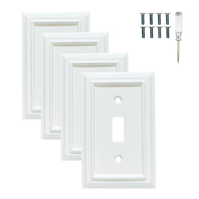 Funkiim white 1-gang toggle wall plate in a four-pack, easy to match any wall color