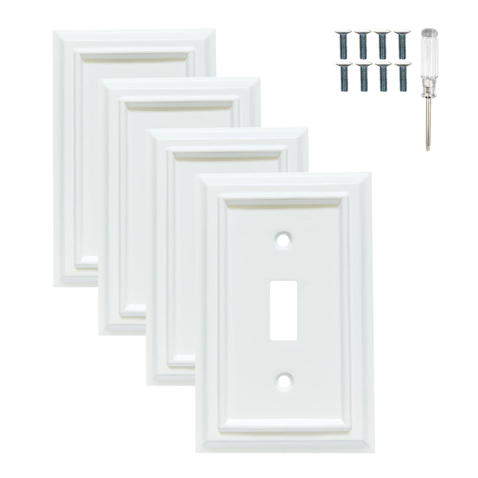 Funkiim white 1-gang toggle wall plate in a four-pack, easy to match any wall color