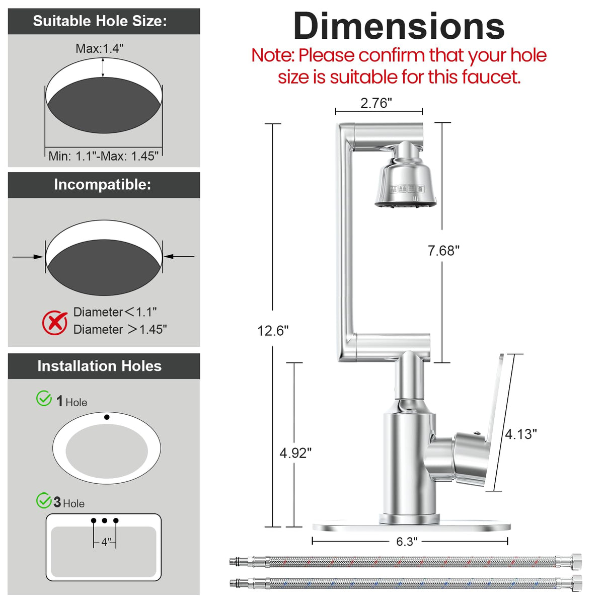 FunnyAir included cover plate enables 1- or 3-hole installs.