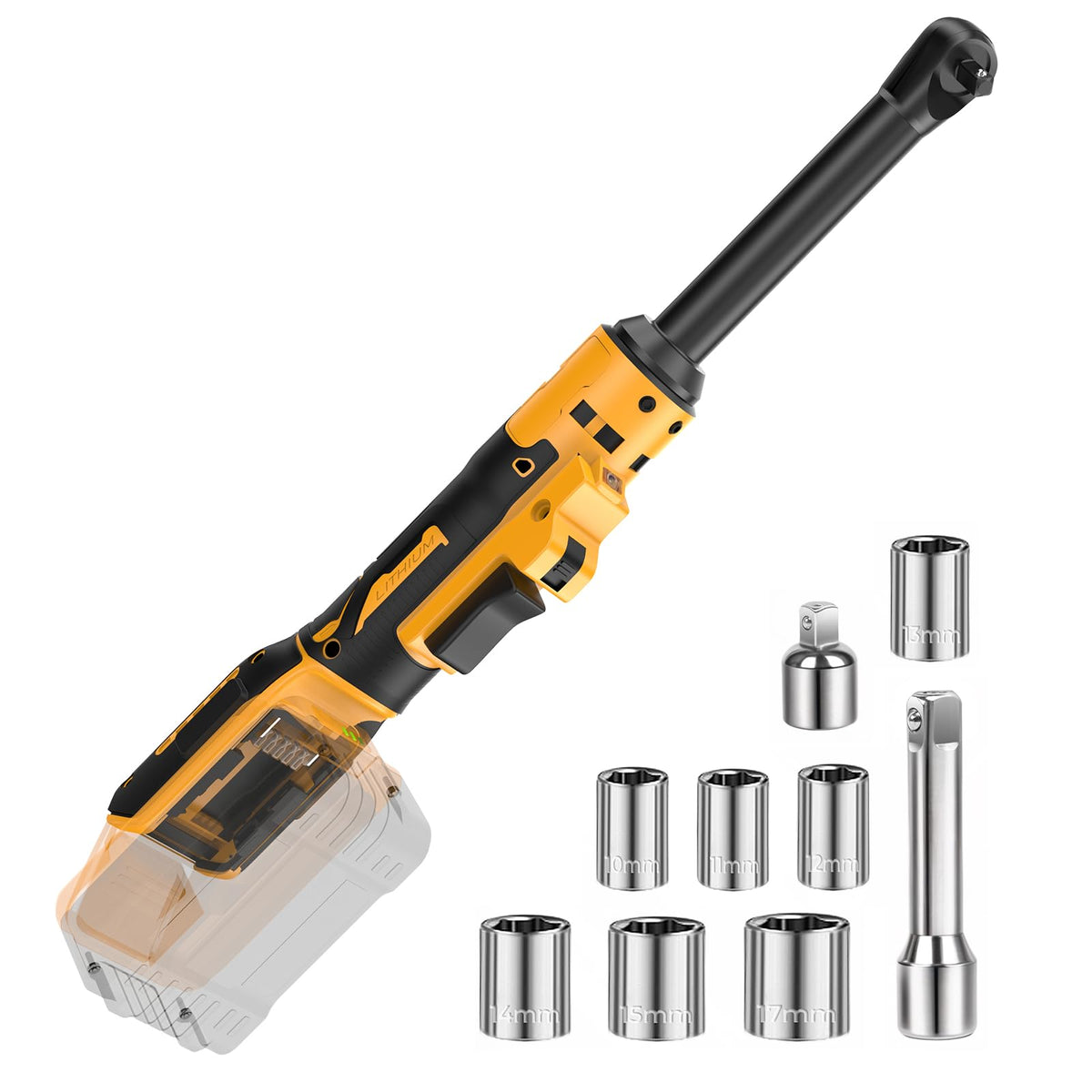 Funnywhale cordless ratchet wrench 38-drive with 6-inch extension in action