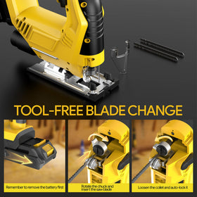 Funnywhale jigsaw LED light enhances visibility during cutting tasks.