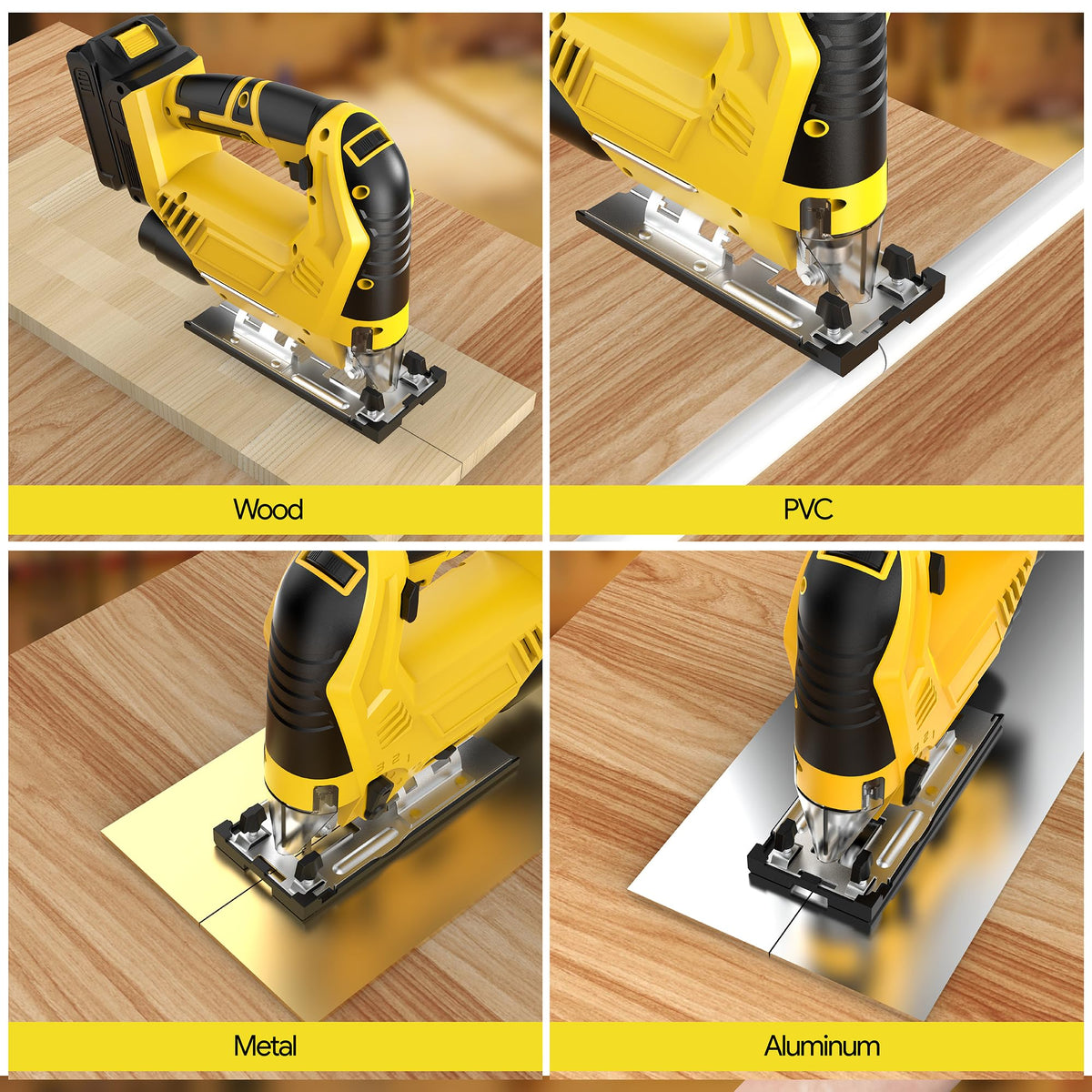 Funnywhale jigsaw cuts wood and PVC up to four inches for broad tasks.