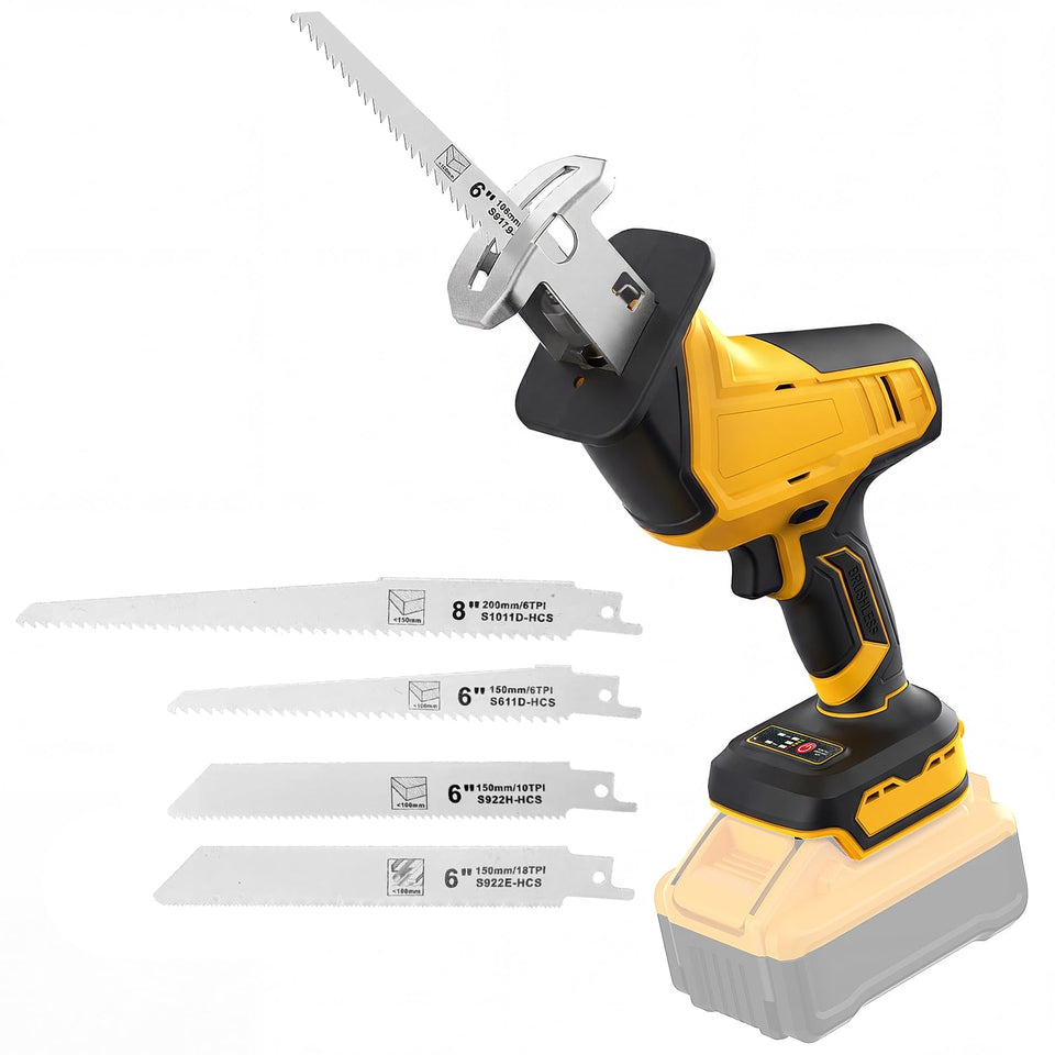 Funnywhale cordless reciprocating saw front view ideal for tight-space wood cutting.