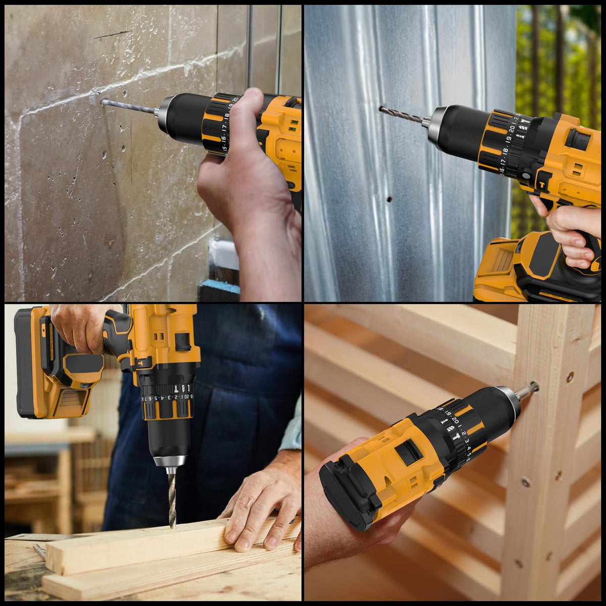 Funnywhale half-inch chuck enables quick bit changes for fast work.
