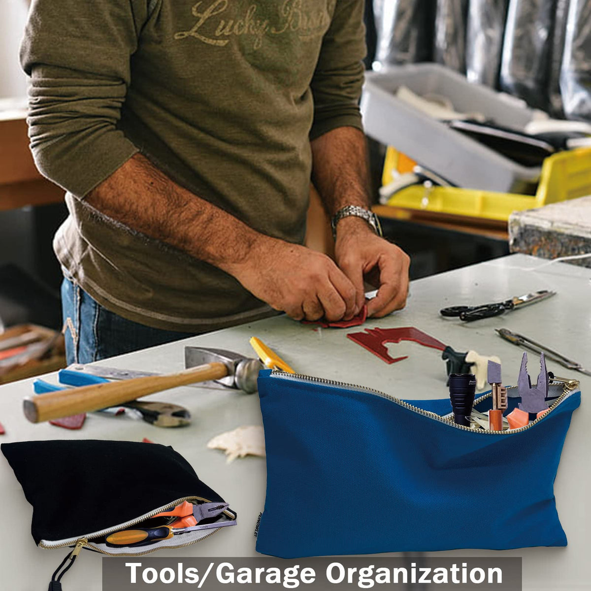FunOwlet black canvas tool bag offers rugged storage for heavy use.