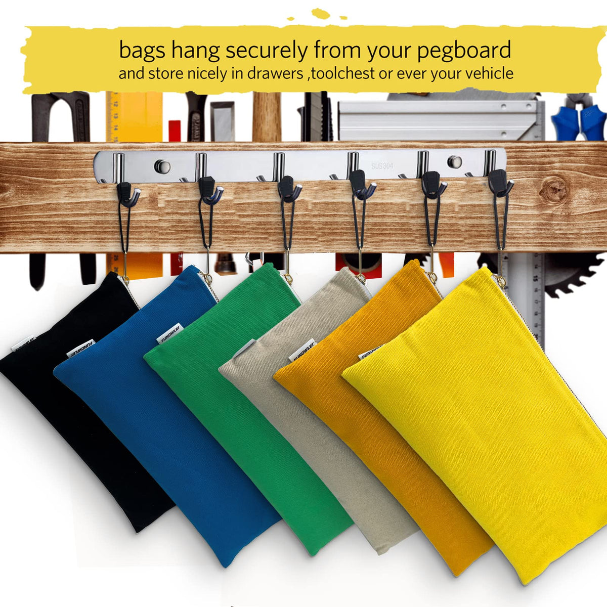 FunOwlet blue zippered pouch for quick-access tools during projects.