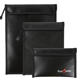 FunOwlet fireproof document bag with durable zipper protecting papers during travel