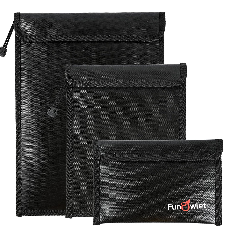 FunOwlet fireproof document bag with durable zipper protecting papers during travel