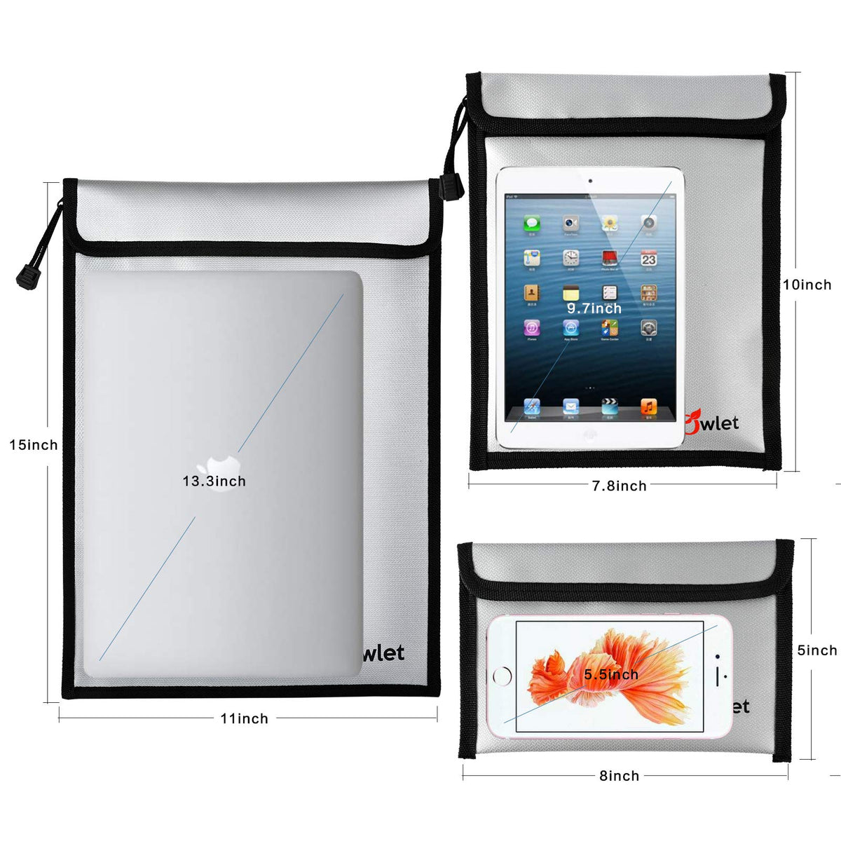 FunOwlet fireproof envelope bag ten-by-seven-point-eight-inch, keeps documents dry.