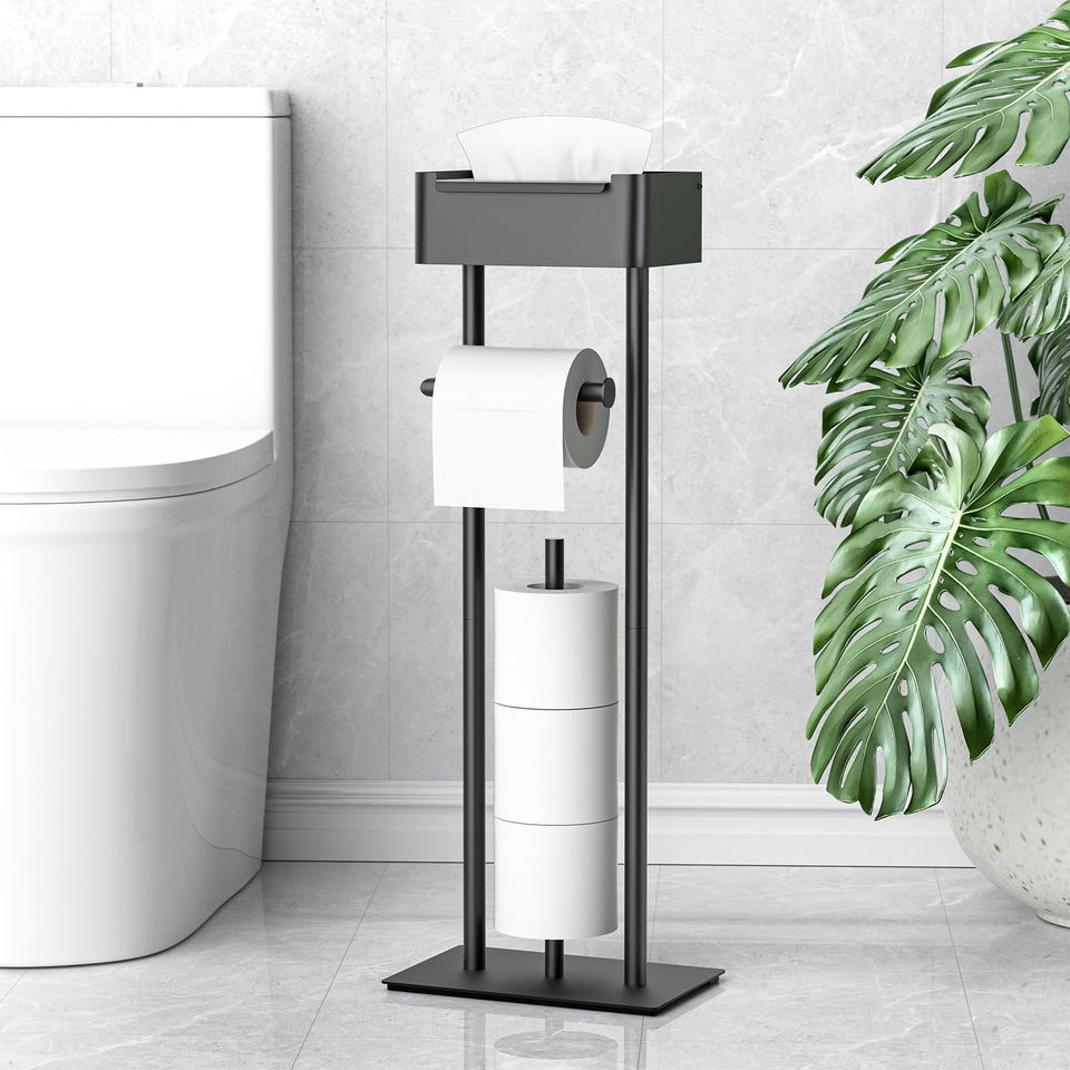 FUNPALA toilet paper holder stand with a stable base for upright placement.