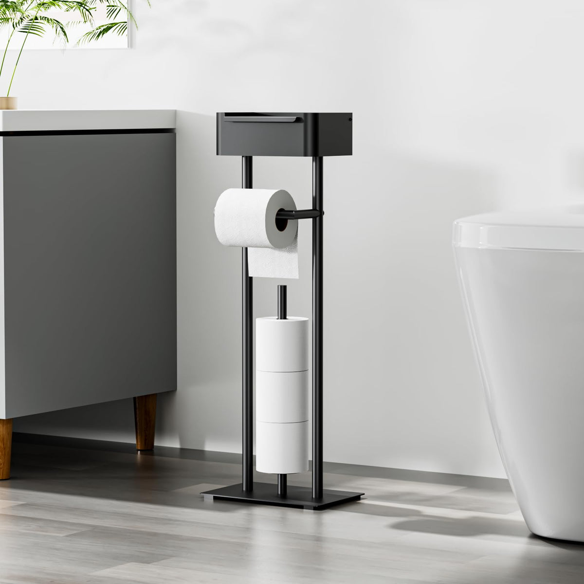 FUNPALA toilet paper holder stand for large rolls helps you save replacements.