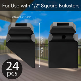 Funrous iron baluster shoes with screws enables quick installation on 1/2 inch rails.