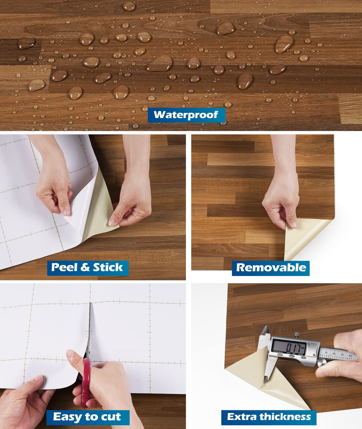 FunStick dark brown wood grain texture provides a natural wood look