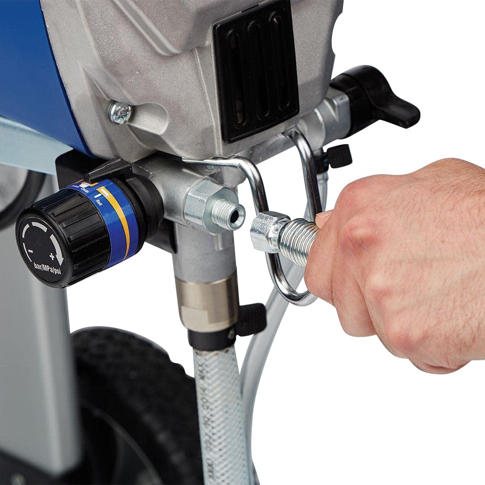 Funteck hose with spring guards protects ends during setup.