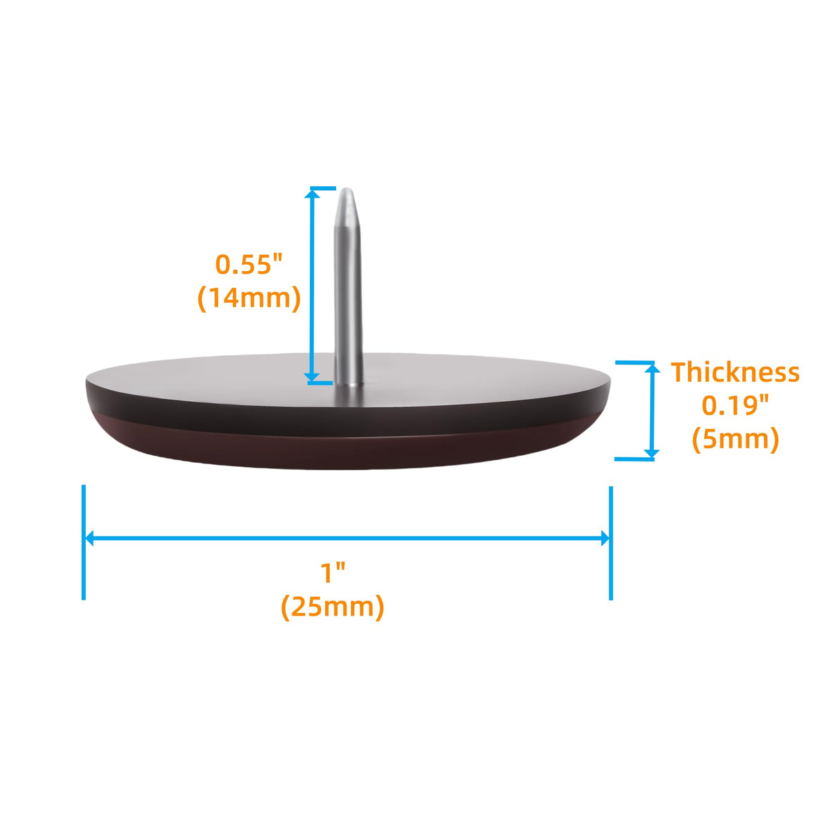 Furnigear 1-inch nail-on slider side view reducing friction during moves