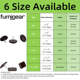Furnigear PTFE slider under dining chair for quiet repositioning