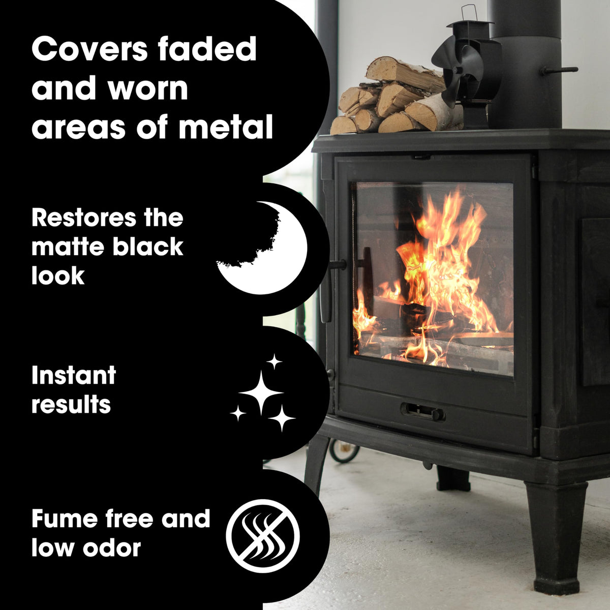 Furniture Clinic Stove Restorer natural finish showcase after one application on a log burner grate.