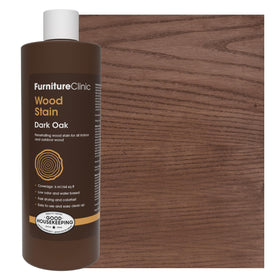 Furniture Clinic Dark Oak Wood Stain bottle showing rich indoor color