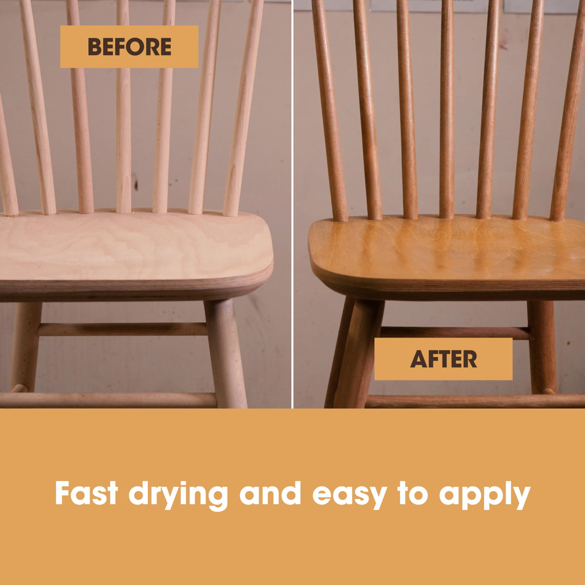 Fast-drying Furniture Clinic Dark Oak stain dries in minutes
