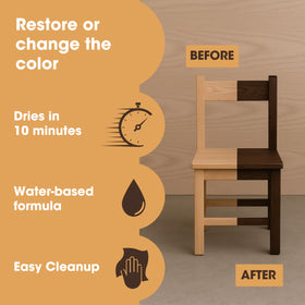 Furniture Clinic Wood Stain Mahogany near-dry finish in minutes.