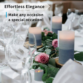 FURORA LIGHTING blue ombre flameless pillar candles 3x6 create warm, layered lighting.