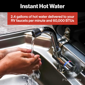 Furrion antifreeze protection maintains hot water in cold camping conditions