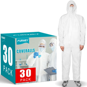 FURWEY Hazmat Suits 30Pack package shot highlights bulk protection for crews