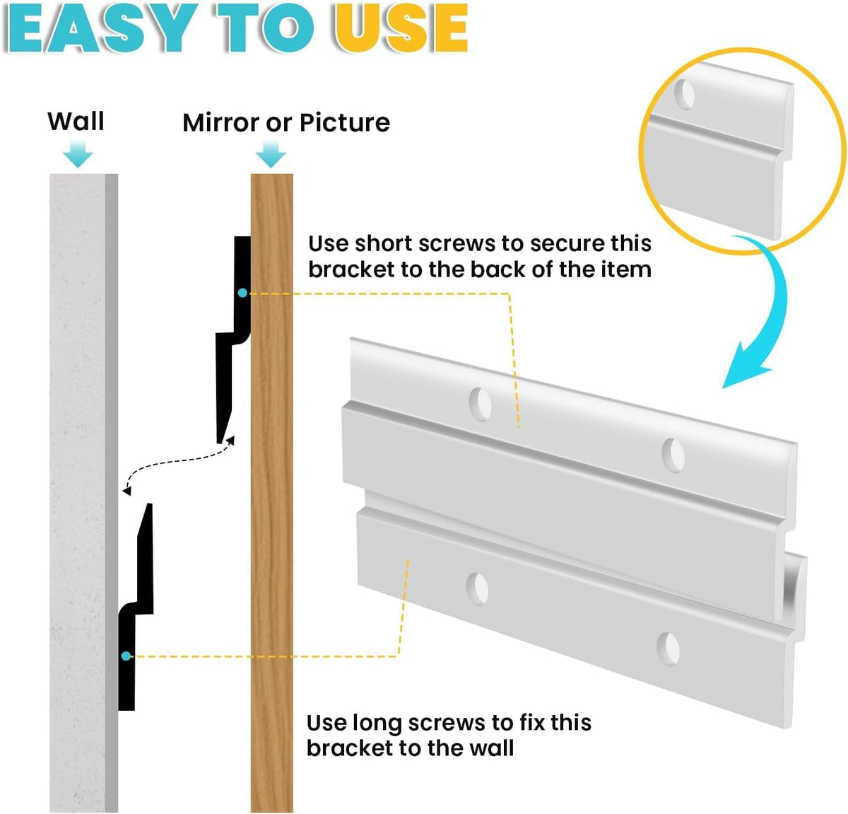 FURWEY mirror hanging with cleat for secure wall display.
