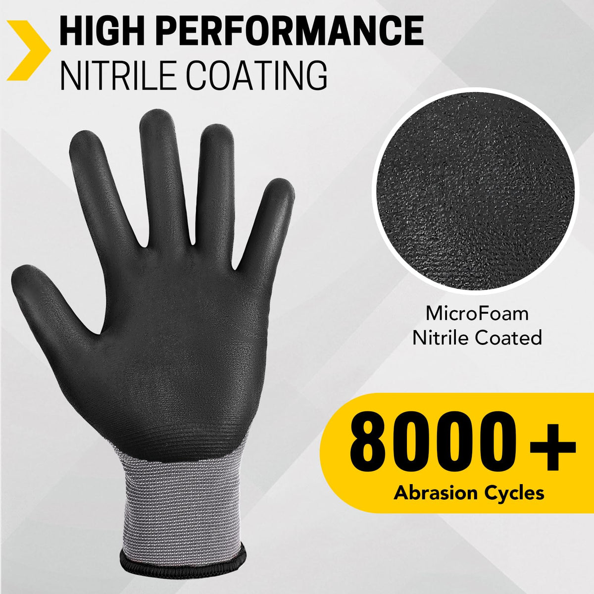 FURWEY safety gloves with seamless nylon shell for breathable comfort
