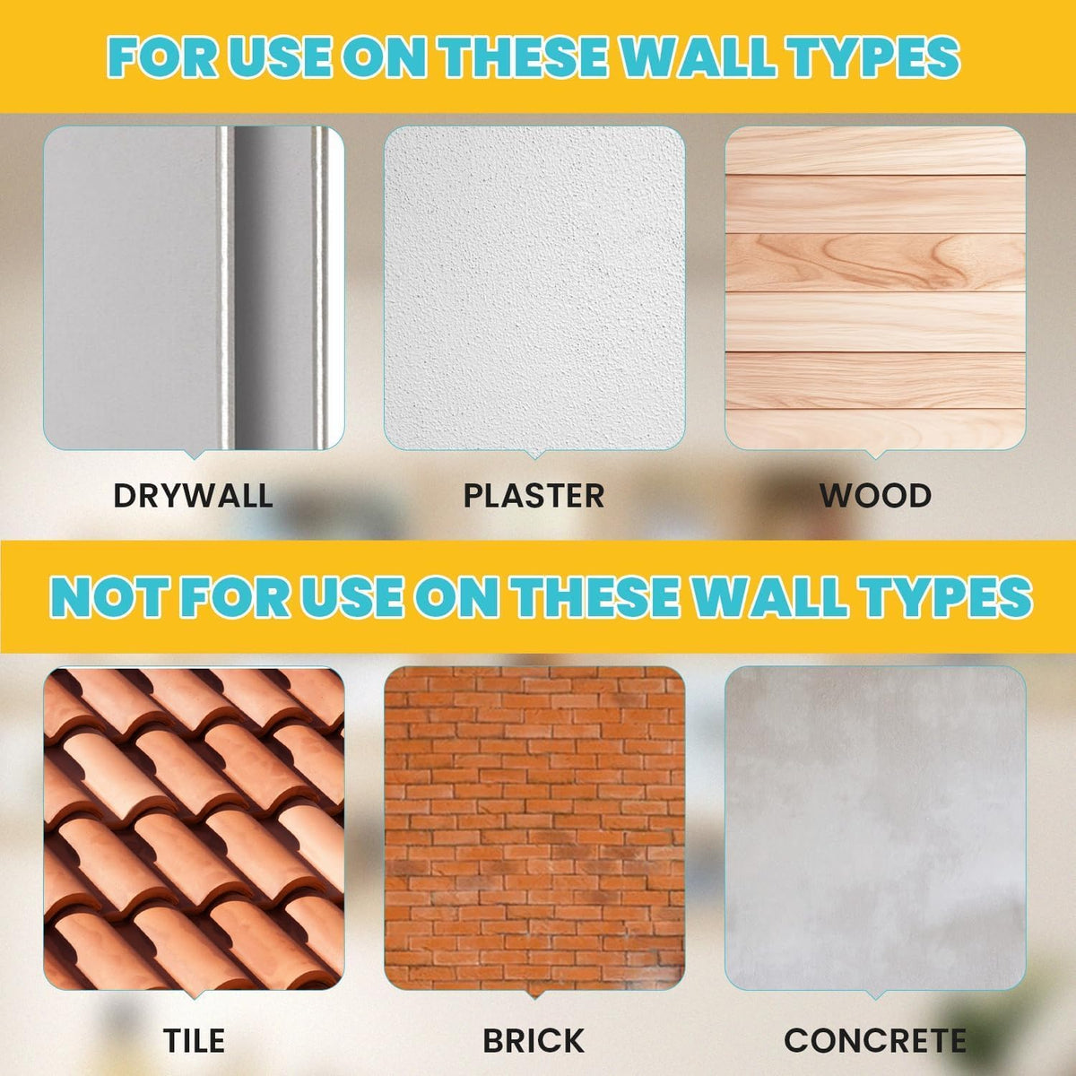 FURWEY versatile hanging options for pictures, shelves, and more.